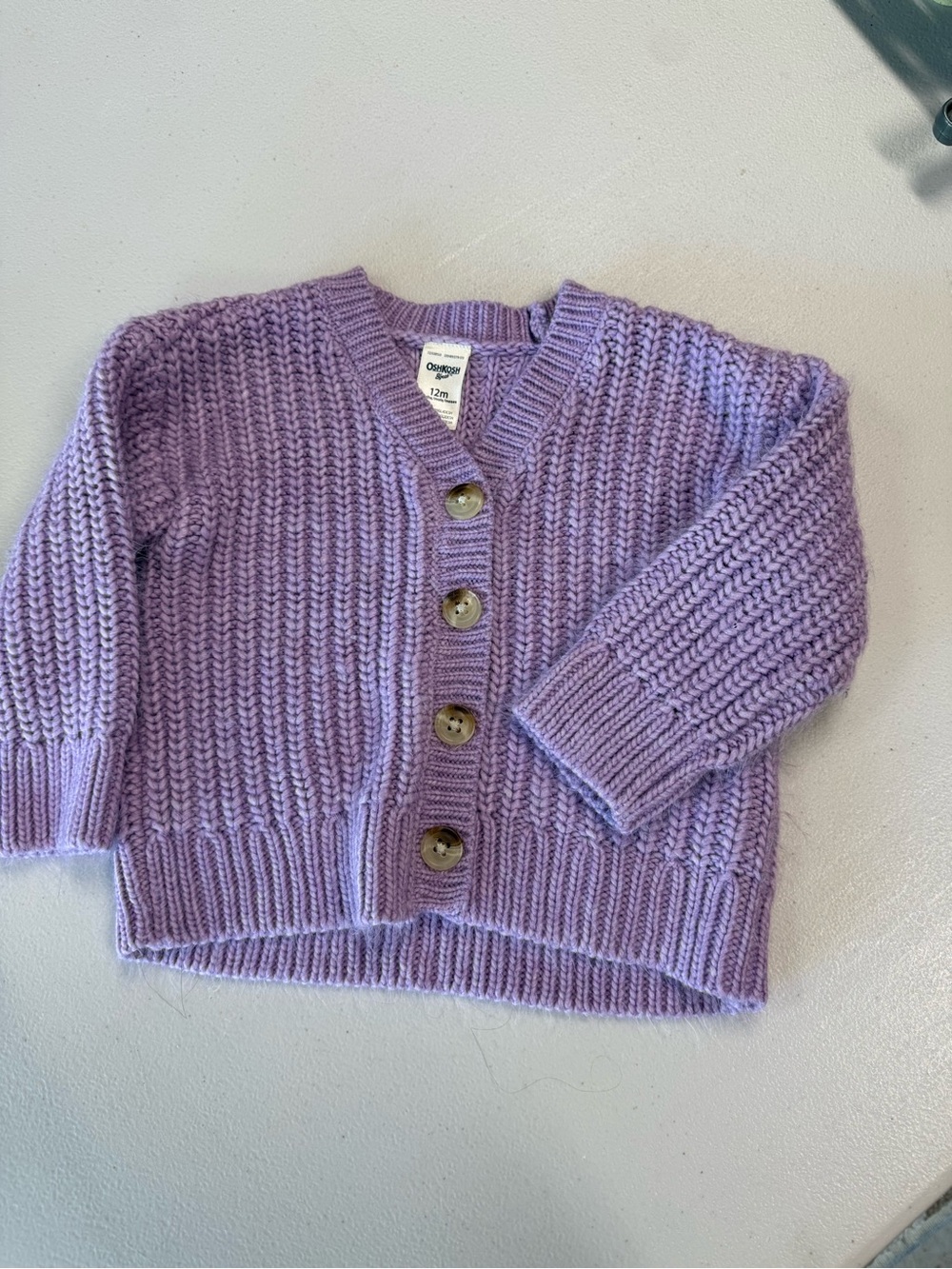 OshKosh B'gosh Lilac Ribbed Button Cardigan